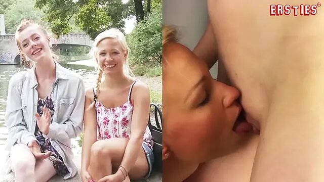 German amateur babes lick each other's shaved pussies in public dressing room