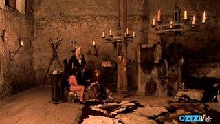 Bossy queen uses her lesbian slaves to get off hard