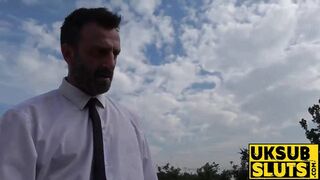 UKSubSluts com - Green hair rebel Phoenix Madina plays outside