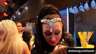Horny clubbers fucking giant dicks in public
