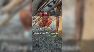 Piss compilation on the beach