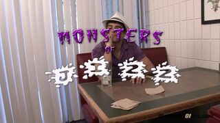 Waitress makes up for spill by jerking his cock