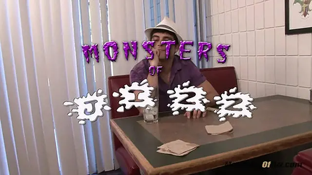 Waitress cleans spill by servicing his needs