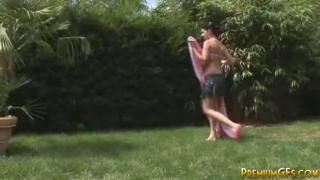 Juicy young nymph gets nasty at dawn