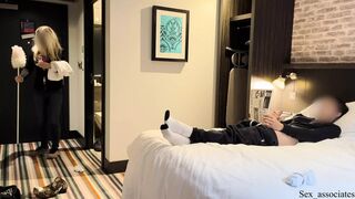 PUBLIC DICK FLASH  I pull out my dick in front of a hotel maid and she agreed to help me cum