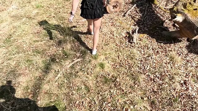 Schoolgirl gets fucked in the forest and creampied