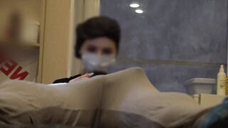Bulge dick flash at a beautician appointment