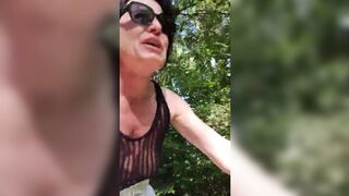 Julie shows vagina while riding a bike