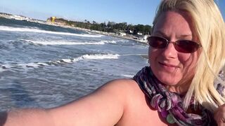 Walking, running and pissingtopless on the public beach