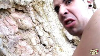 Slender ebonys asshole is plowed hard by a hard dick on a beach