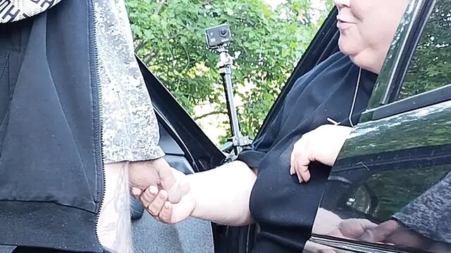 Neighbor sucks cock in public park and swallows cum