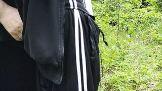 Stepmom pleasures me in a park, licks and swallows my load
