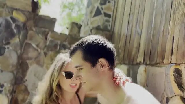 Skinniest loser slave gets sadistic belly punching from femdom mistress in outdoor castle