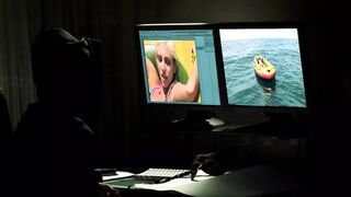 Christine Alexis takes a deep dive as the ocean drowns her in thick cum