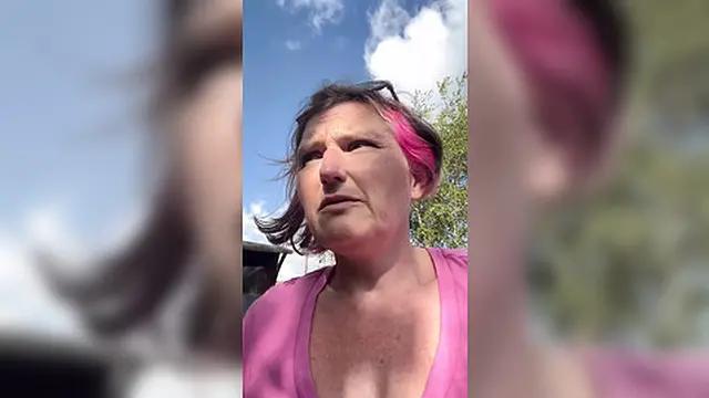 Outdoor peeing then intimate talk with exposed breasts