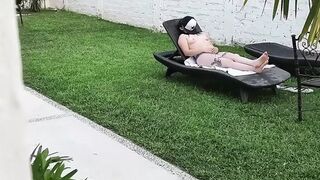 I Recorded My Stepsister Sunbathing Naked and Masturbating in the Garden