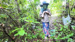 Thai girls walking in the forest stop by to each other. Before picking mushrooms Thai Audio4K