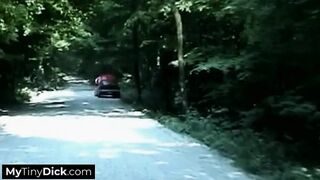 He's getting a wet outdoor blowjob from his blonde girlfriend
