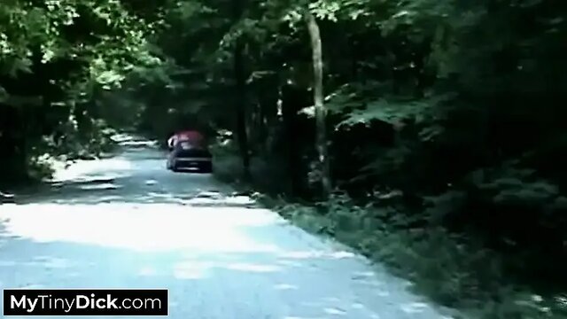 Small cock humiliation: Driving in the rain, girlfriend gives wet blowjob