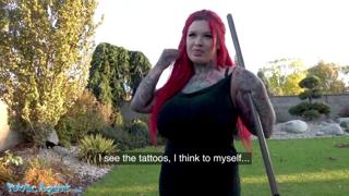 Sabien Demonia shows off her ample breasts publicly
