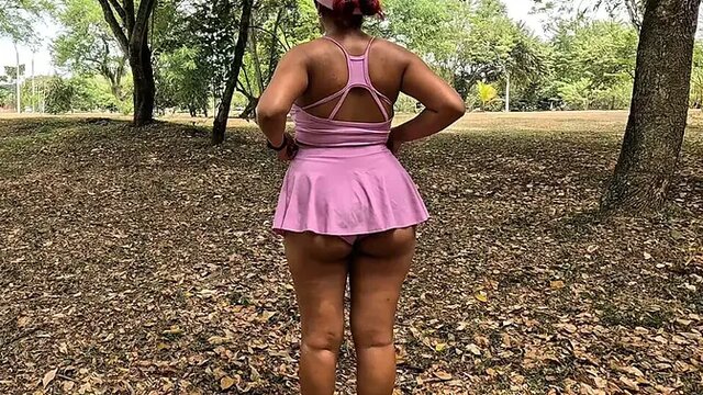 Neighbor shows off her massive ass and hairy pussy