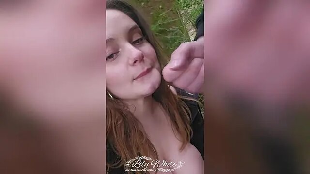 A little walk in the forest to get fucked and take a facial cumshot