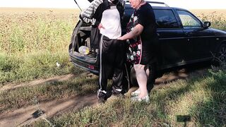 the neighbor holds my dick while I pee and then does blowjob in public