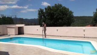 Spanish couple have sex in their pool.