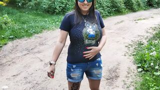 stepsister have fun in new car and almost caught while sucking in forest