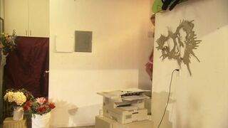 Swimming pool outdoor action with blonde babe