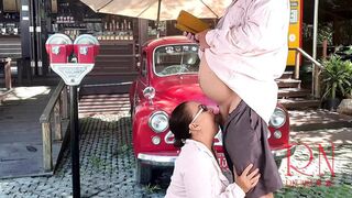 Regina Noir outdoors. Good blowjob in the parking lot near highway motel!