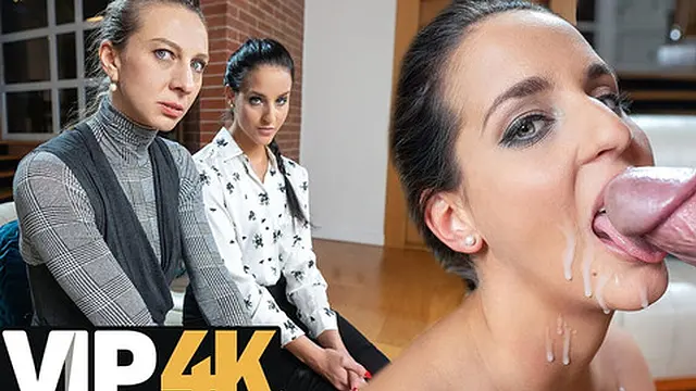 Her fingers grip his shaft as he moans in passion