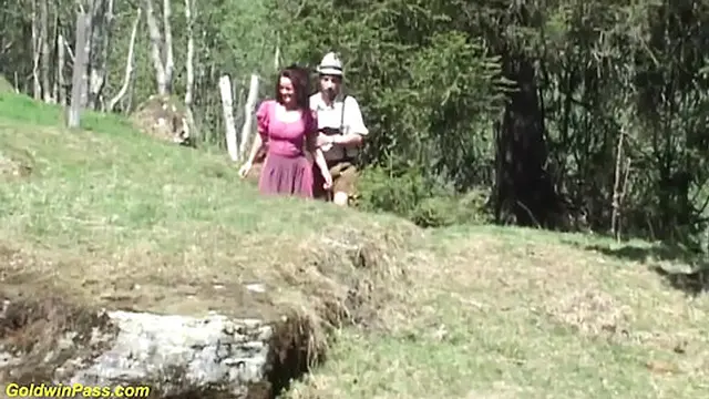 Outdoor oktoberfest threesome