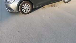 Pedal pumping outdoor flashing & finger fucking