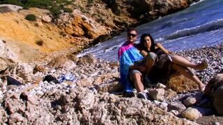 Beach fucking with cute brunette woman