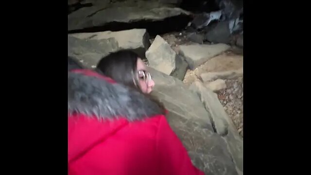 Shy white milf gives blowjob then gets pounded in the woods