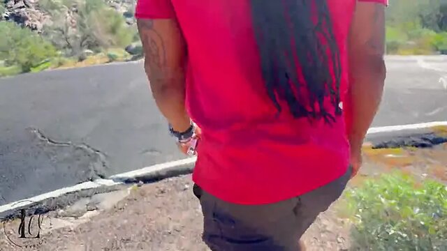 Hot ebony MILF gives rides and shows off huge tits