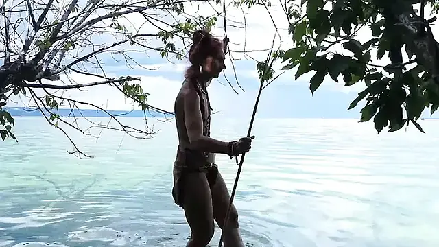 Fishing with harpoon