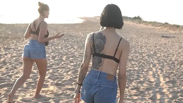 Sizzling Strip Volleyball: Beachside lesbian action for the losing 18yo