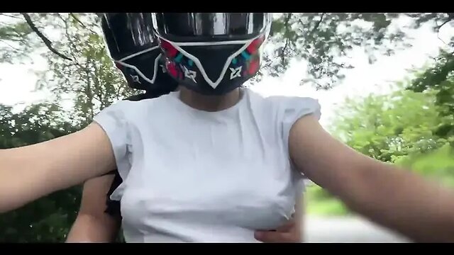 My favorite busty beauty goes braless, touches her huge melons