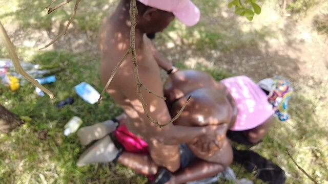 Cheating wife gets a enormous dick in the jungle