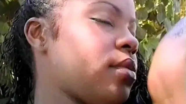 Dark-haired teen taken wild outdoors