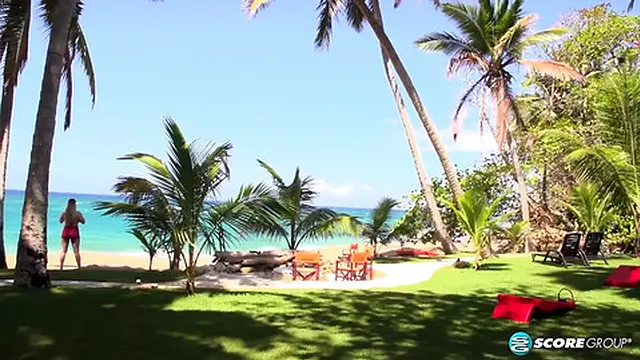 Sweet blonde temptress seduces with island passion