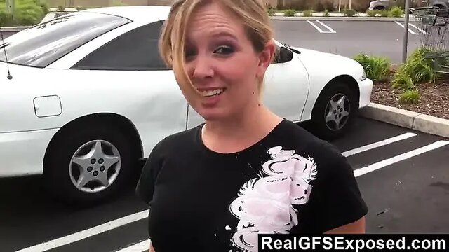 Blond girl sucks dick during car ride